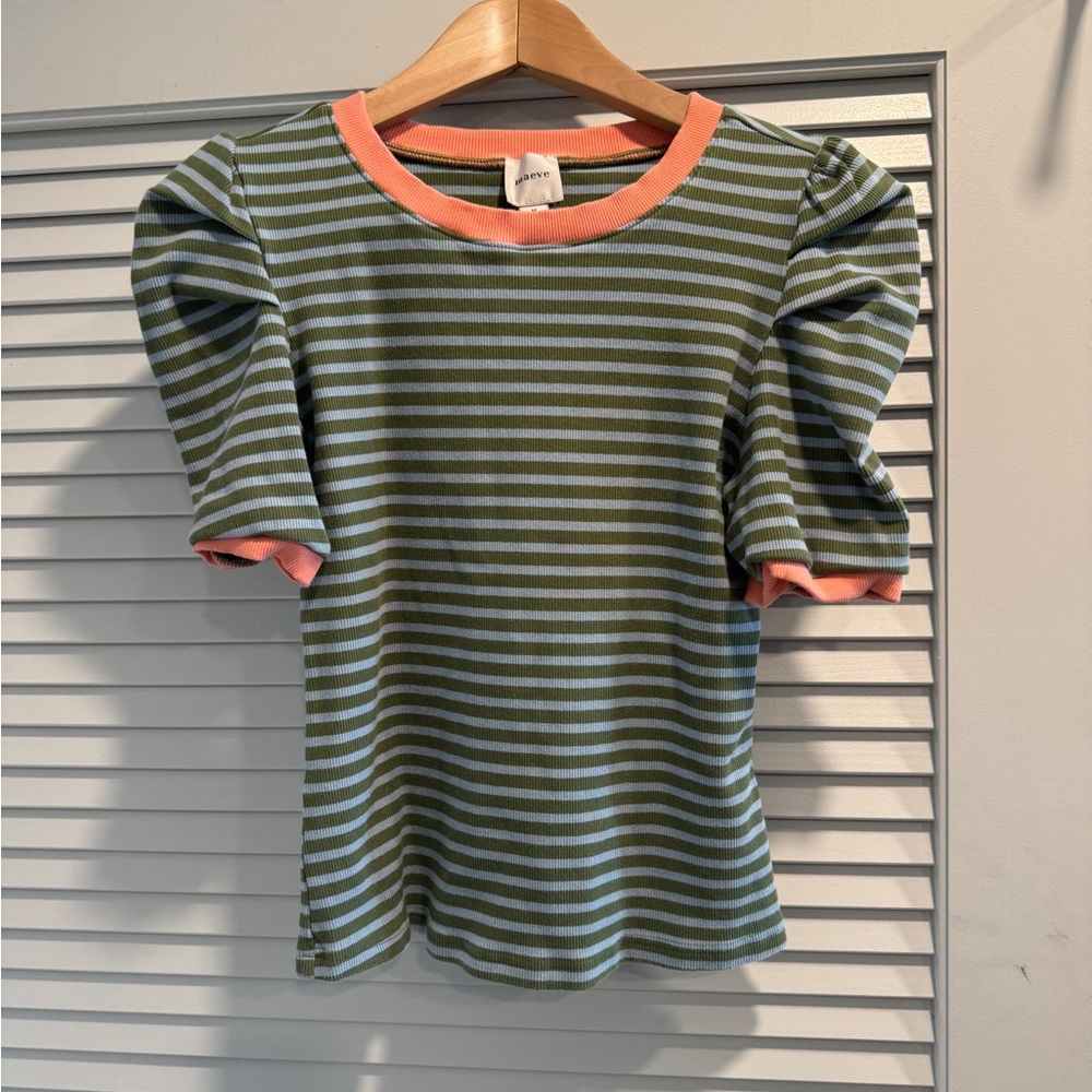 Striped Green Blue and Peach Top